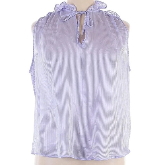 Ophelia Roe Medium Sheer Lavender Striped Sleeveless Top - Picture 1 of 9